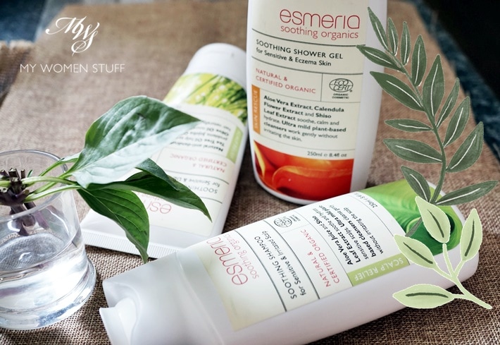 esmeria soothing organics soothing shampoo, soothing shower gel