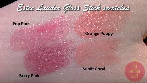 Estee Lauder Pure Color Gloss Stick swatches