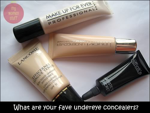 best undereye concealers I have tried : Lancome Effacernes, I Nuovi Undercover Concealer etc