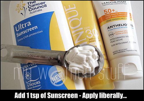 teaspoon of sunscreen
