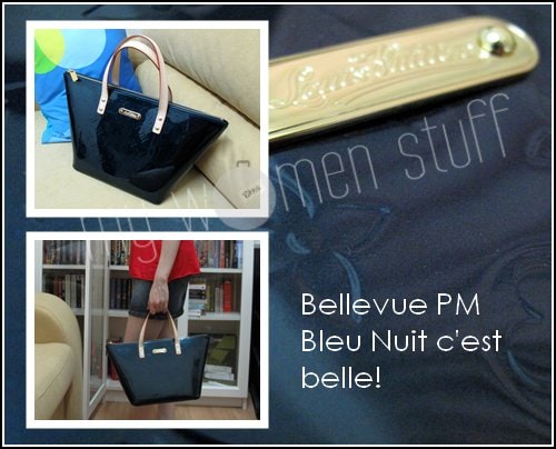 LOUIS VUITTON Bellevue PM Vernis Leather Satchel Bag Pomme D'Amour