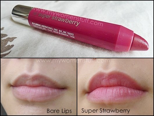review swatch clinique chubby stick super strawberry moisturising lip balm