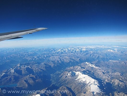 view of the Alps from the plane