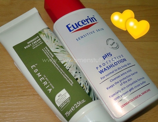 eucerin protective wash lotion, esmeria intensive body lotion