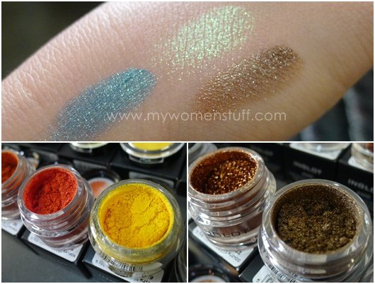 inglot pure pigments swatches