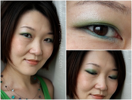 sleek makeup green look