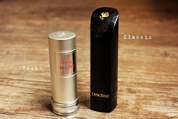 lancome rouge in love and rouge l'absolu case comparison