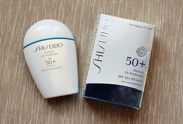 shiseido perfect uv protector spf50 sunscreen product photo with box