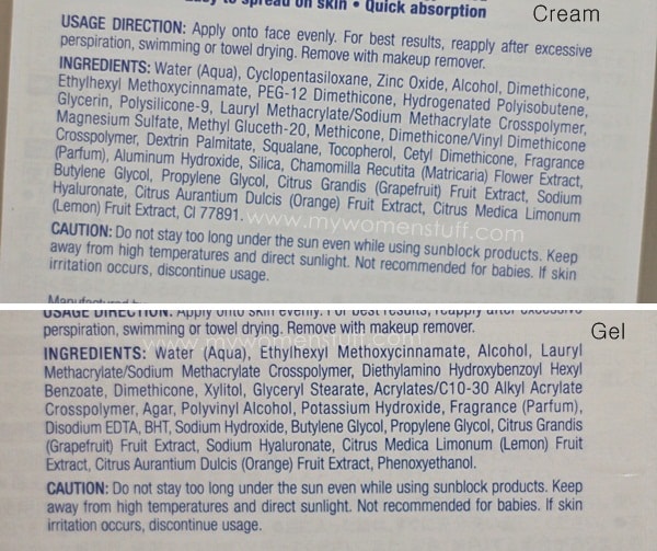 biore uv ingredients