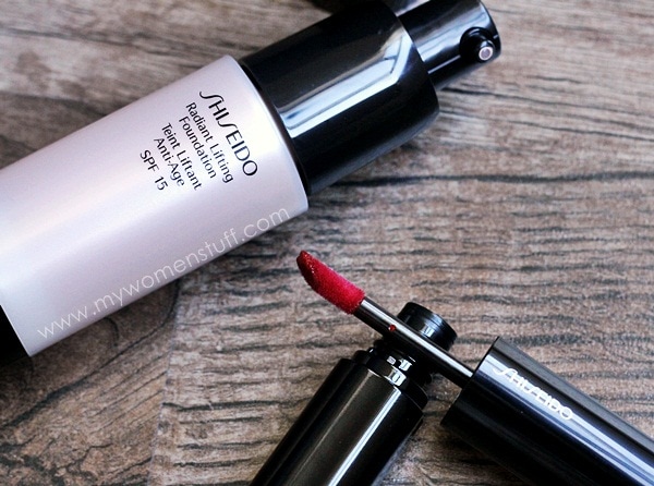shiseido radiant foundation and lacquer rouge