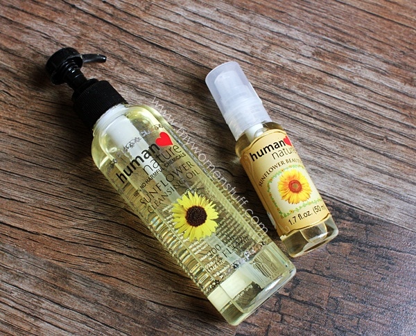 human nature sunflower cleansing oil and sunflower beauty oil