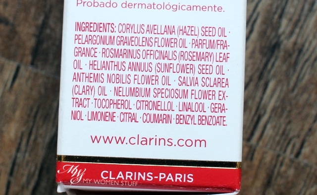 clarins lotus oil ingredients