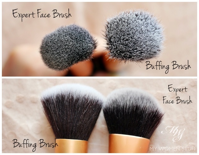real techniques comparison expert face brush and buffing brush