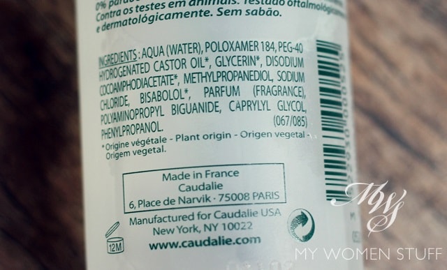 caudalie cleansing water ingredient list