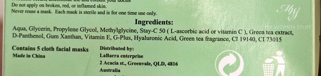 michika green tea face mask ingredients