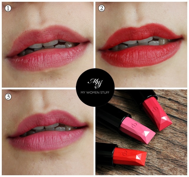 cle de peau extra rich lipstick lip swatches 109, 304, 310