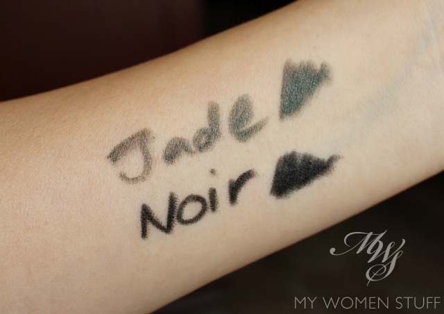 bobbi brown noir, jade kajal liner swatch