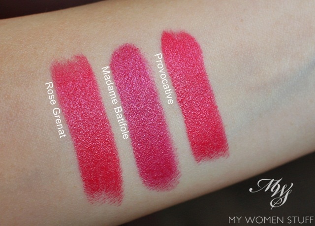 guerlain rouge g rose grenat swatch compare