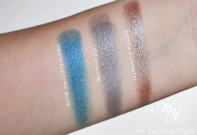 make up for ever artist shadow swatches - me216, i112, me554