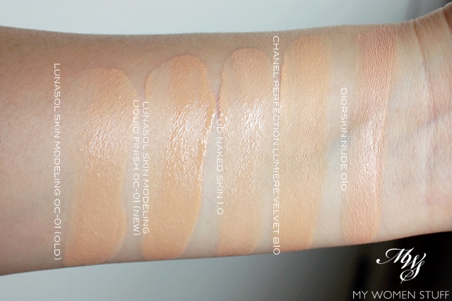 lunasol skin modeling liquid finish foundation oc-01 swatches