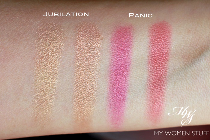 nars dual intensity blush - panic and jubilation swatches