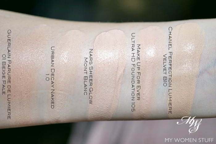 nars sheer glow foundation mont blanc comparison swatches