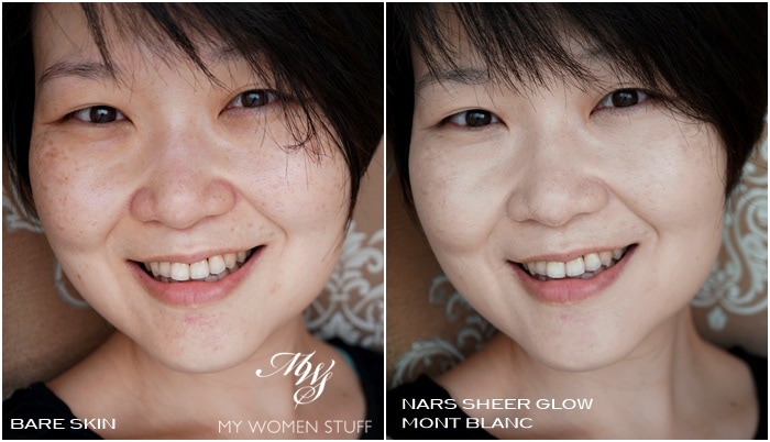 nars sheer glow foundation mont blanc before after