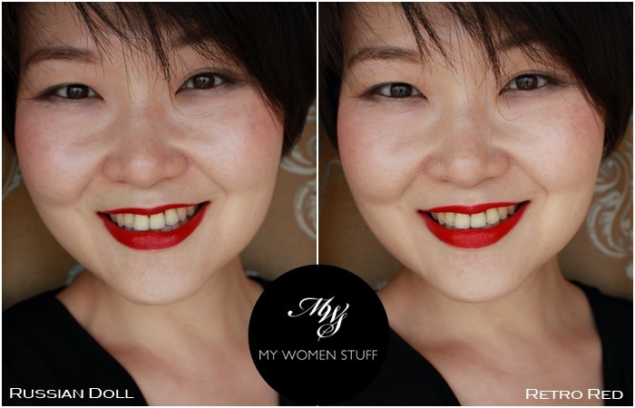 bobbi brown luxe lip colours - russian doll & retro red lip swatches