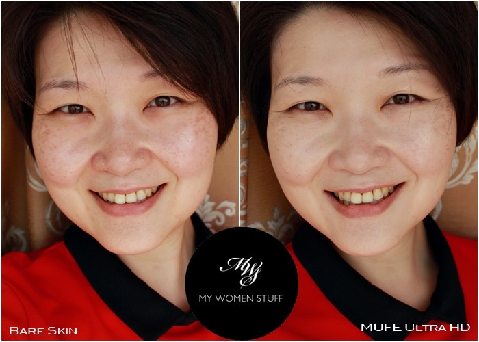 make up for ever ultra hd liquid foundation before/after