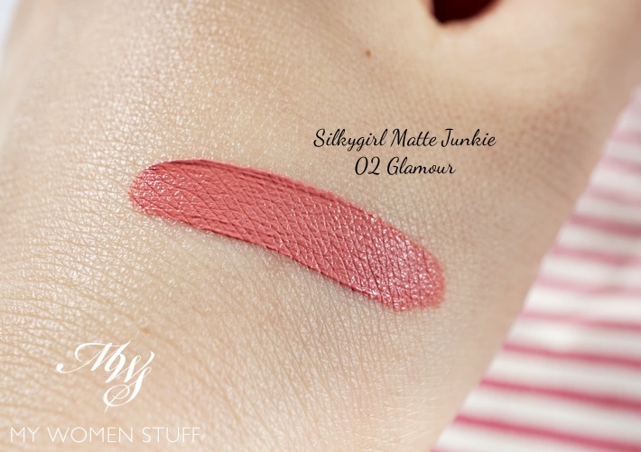silkygirl matte junkie lip cream swatch lipstick 02 glamour