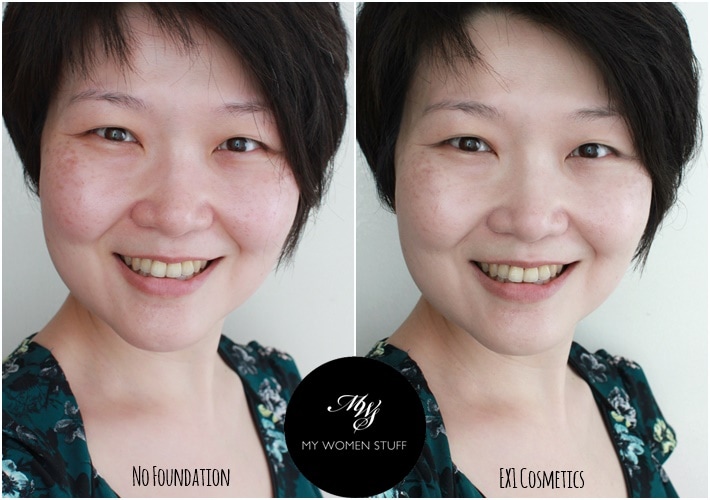 ex1 cosmetics invisiwear liquid foundation before after