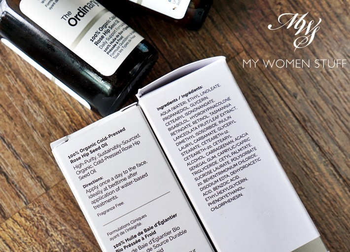 the ordinary advanced retinoid ingredient list and rosehip oil ingredients