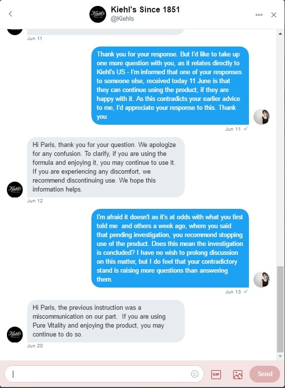 twitter final reply from kiehl's