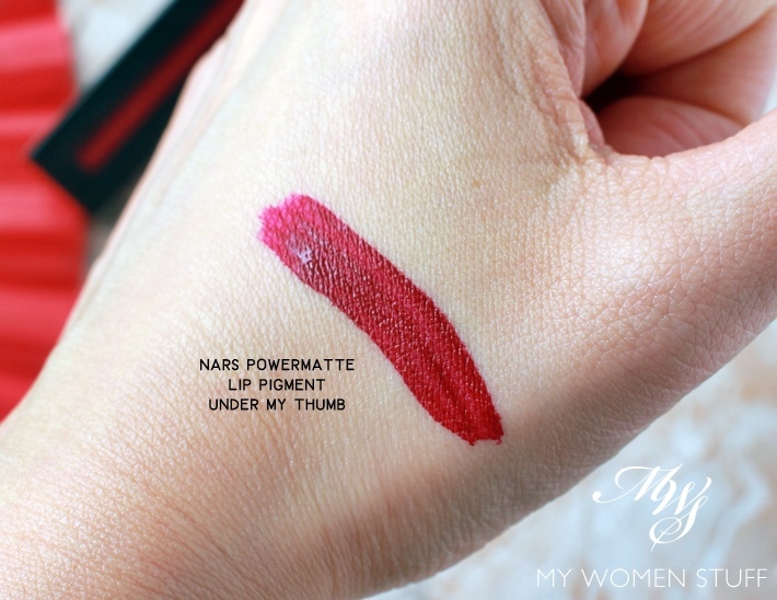 nars powermatte lip pigment under my thumb swatch