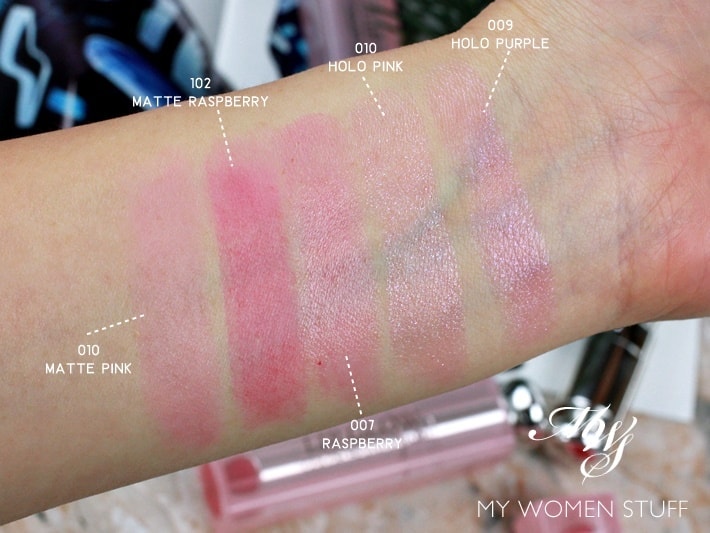 dior lip glow 2018 matte glow, holographic glow swatches