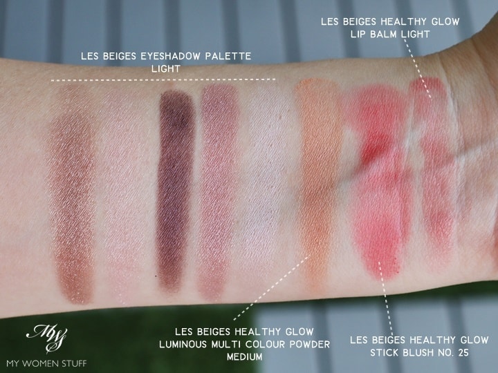 les beiges healthy glow natural eyeshadow palette light swatches