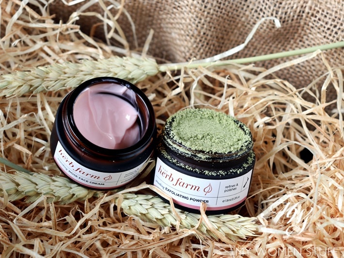 the herb farm smoothing exfoliating powder, rose cream