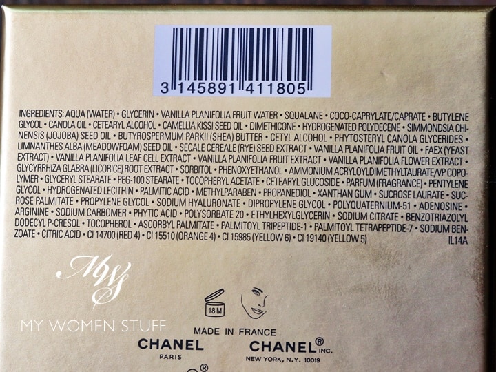 Chanel Sublimage l'Extrait de Creme ingredient list