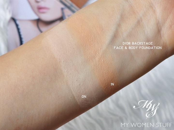dior backstage face & body foundation 0N 1N swatches