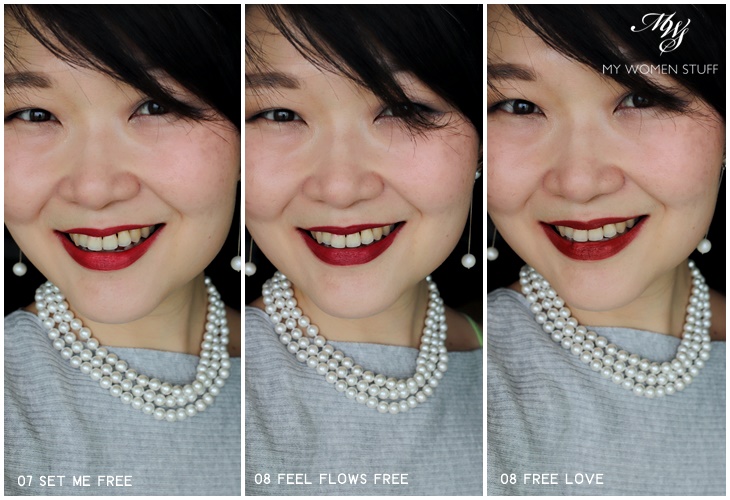 three daringly demure lipstick swatches