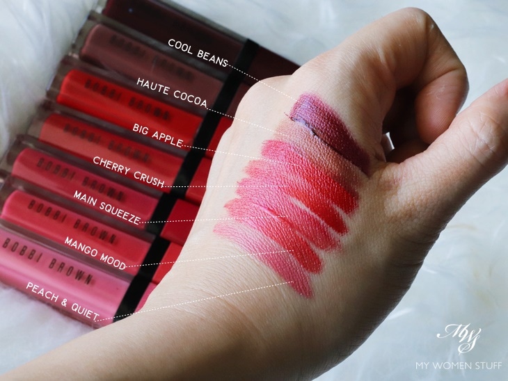 bobbi brown crushed liquid lip swatches