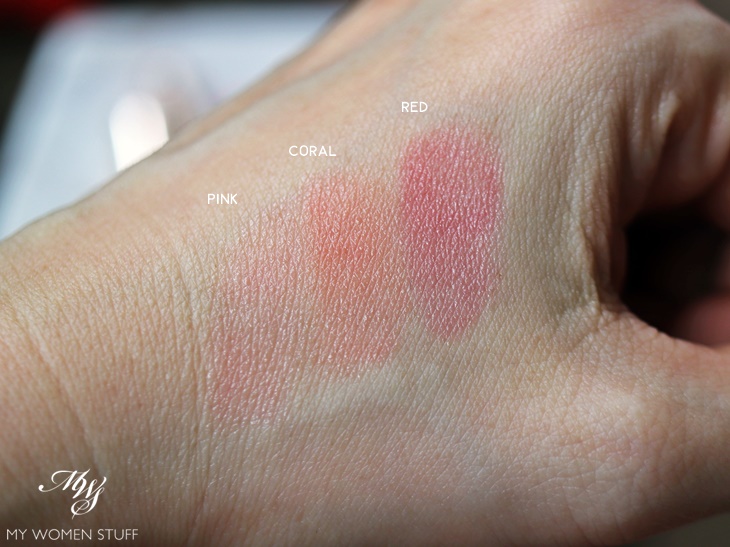 cle de peau beaute lip glorifier n swatches - pink, red, coral