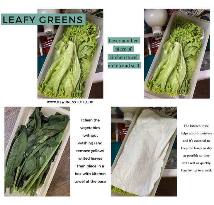 store leafy vegetables